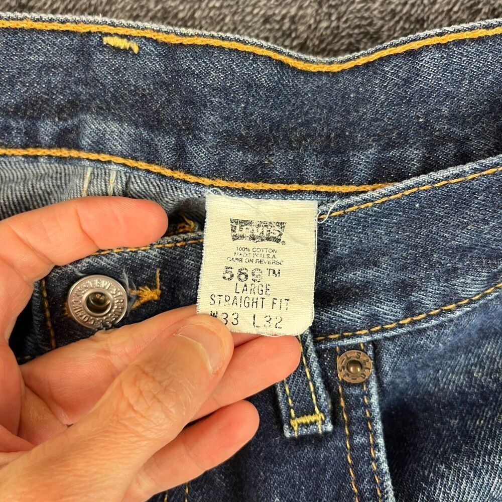 SOLD Vtg 90's Levi's 569 Large Straight Baggy Fit Blue Denim Jeans Men's 33X32 - Picture 3 of 15